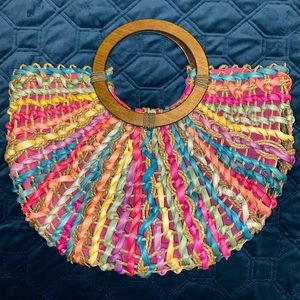Capelli Straw Woven Multi-Colored Boho Purse